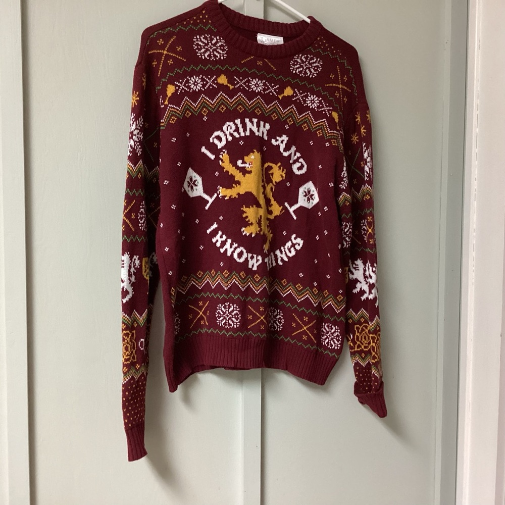 Game Of Thrones Sweater Size Large Long Sleeves Crewneck I Drink And I Know Thin